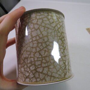 tan and gold crackle finish wired ribbon w solid metallic gold back 4" 3yds NEW